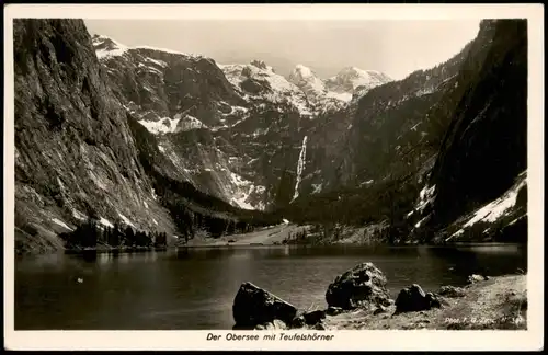 Ansichtskarte Berchtesgaden Obersee mit Teufelshörner Berg-Landschaft 1937