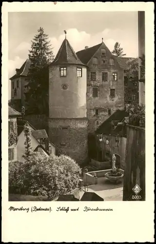 Ansichtskarte Meersburg Schloss und Bärenbrunnen 1940
