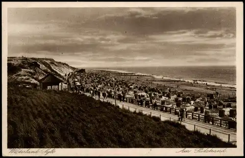 Ansichtskarte Westerland-Sylt Strand, Weg 1934  gel Bahnpoststempel