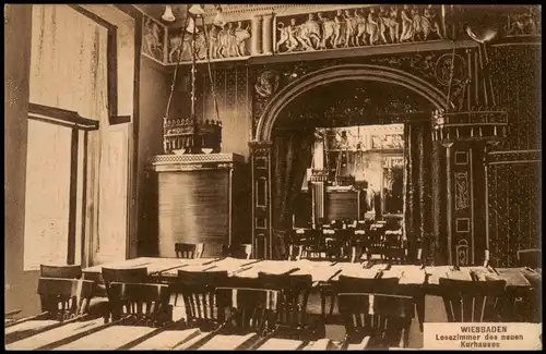 Ansichtskarte Wiesbaden Lesezimmer des neuen Kurhauses 1923