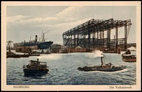 Ansichtskarte Hamburg Die Vulkanwerft - Dampfer 1926
