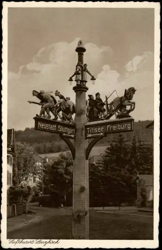 Ansichtskarte Lenzkirch Wegweiser geschnitzt Neustadt Stuttgart 1928