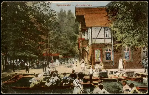 Lübbenau (Spreewald) Lubnjow Gaststätte Wotschofska  1921 gel. Stempel Lübbenau