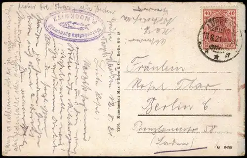 Lübbenau (Spreewald) Lubnjow Gaststätte Wotschofska  1921 gel. Stempel Lübbenau