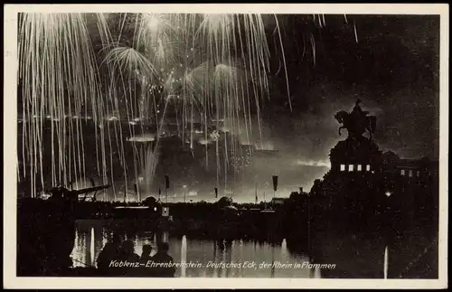 Koblenz Deutsches Eck Propaganda der Rhein in Flammen Nacht Feuerwerk 1938