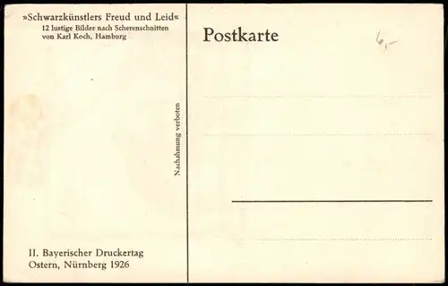 .Bayern Schwarzkünstlers Freud und Leid, Bay. Druckertag (Scheerenschnitt Karl Koch Hamburg) 1926