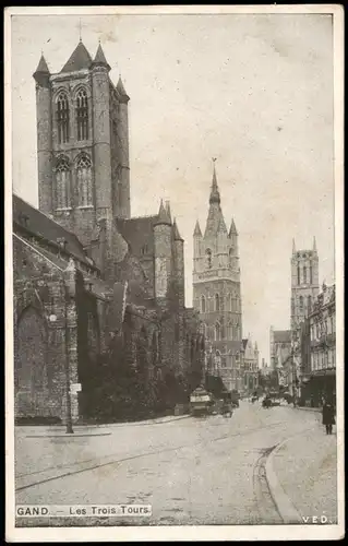 Postkaart Gent Ghent (Gand) Stadt-Teilansicht mit Les Trois Tours 1910