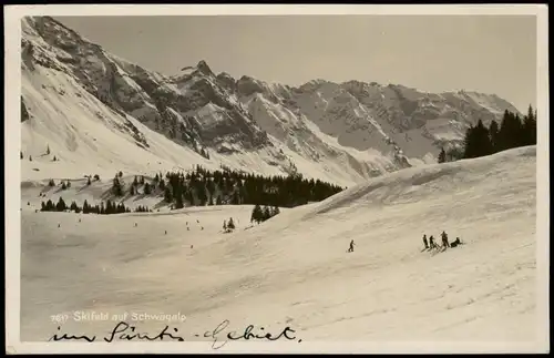 Ansichtskarte .Schweiz Skifeld auf Schwägalp, Schweizer Berg-Idylle 1932
