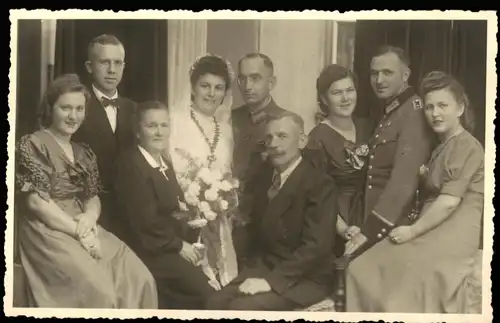 Foto  Hochzeit Gruppenfoto Wedding Photo 1940 Privatfoto 2