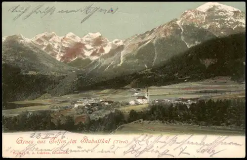 Ansichtskarte Telfes im Stubai Panorama-Ansicht 1906 STOCKACH (Ankunftsstempel)