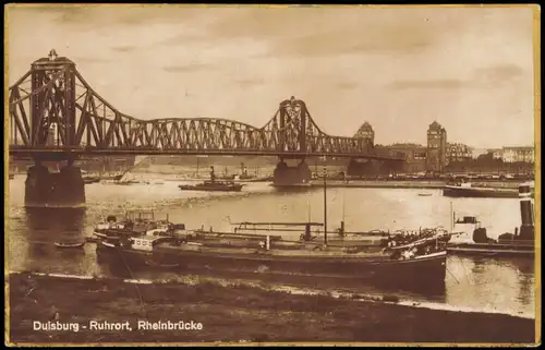 Ruhrort-Duisburg Ruhrorterhafen Brücke Schleppschiffe Goldrahmen 1926 Goldrand