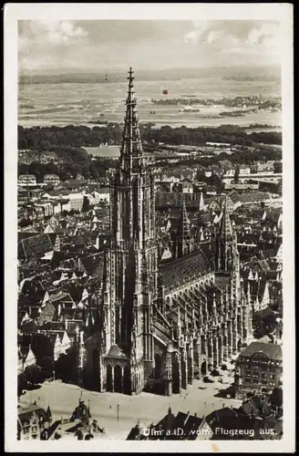 Ansichtskarte Ulm a. d. Donau Luftbild Fliegeraufnahme 1935 Sonderstempel Turm