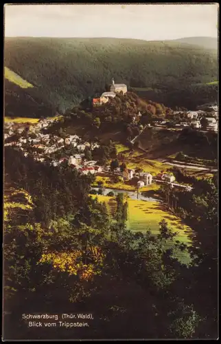 Ansichtskarte Schwarzburg Blick vom Trippstein - colorierte Fotokarte 1926