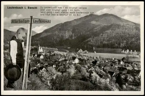 Lautenbach (Ortenaukreis) Stadt, Junge vor Wegweiser - Fotokunst 1942