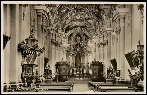 Ansichtskarte Trier Paulinuskirche inneres 1931