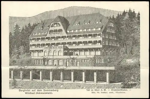 Ansichtskarte Bad Wildbad Berghotel auf dem Sommerberg, Künstlerkarte 1912