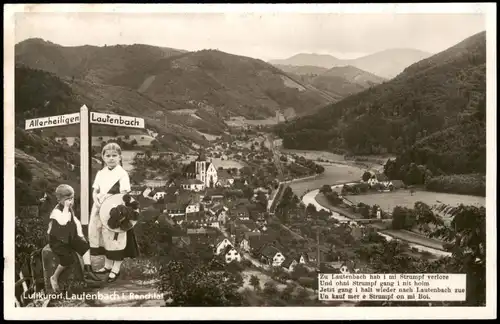 Ansichtskarte Lautenbach (Ortenaukreis) Stadt - Kinder vor Wegweiser 1934