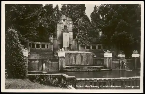 Ansichtskarte Bühl (Baden) Großherzog Friedrich-Denkmal i. Stadtgarten 1931
