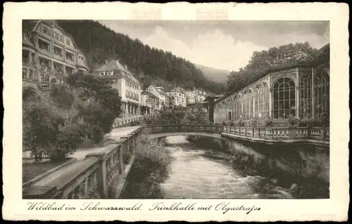 Ansichtskarte Bad Wildbad im Schwarzwald. Trinkhalle mit Olgastraße 1928