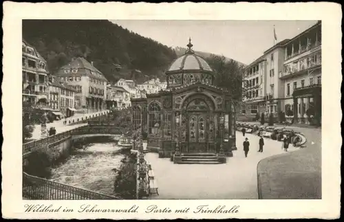 Ansichtskarte Bad Wildbad Partie mit Trinkhalle Olgastrasse 1928