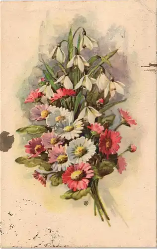Ansichtskarte  Künstlerkarte Motiv bunter Blumen Strauß 1934