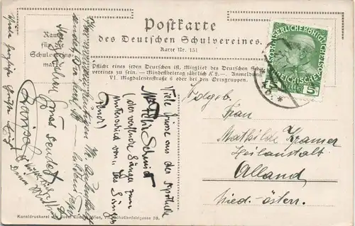 Künstlerkarte Hoher Militär mit Pferd (Karte Deutscher Schulverein) 1910