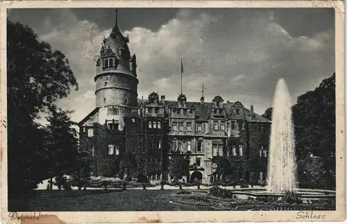 Ansichtskarte Detmold Fontäne am Schloss 1940