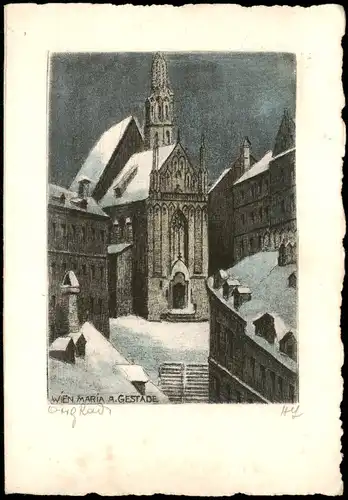 Ansichtskarte  Künstlerkarte WIEN, Maria A. Gestade 1952