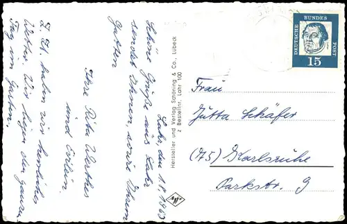 Ansichtskarte Lahr (Schwarzwald) Mehrbildkarte mit 4 Ortsansichten 1963