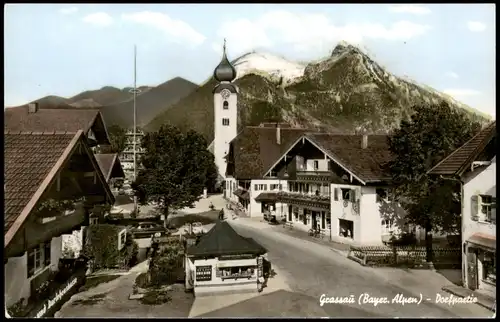 Ansichtskarte Grassau Dorf Partie aus der Vogelschau-Perspektive 1960