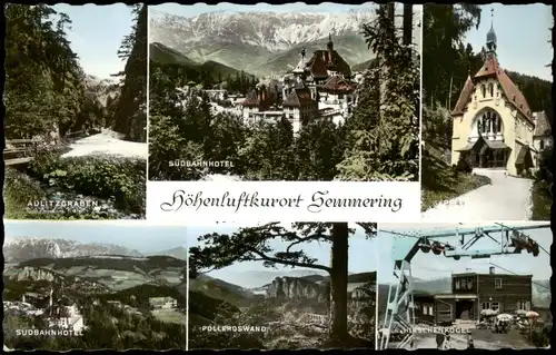 Semmering Mehrbild-AK ua. Südbahnhotel, Hirschenkogel, Adlitzgraben uvm. 1960