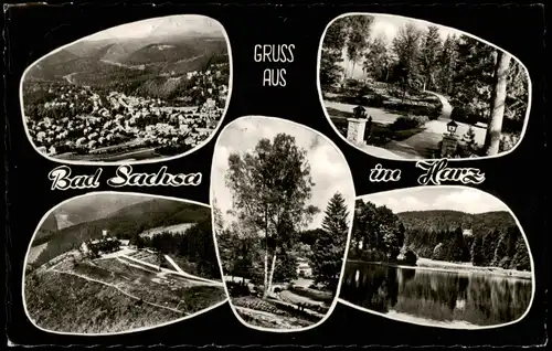 Ansichtskarte Bad Sachsa Mehrbildkarte mit 5 Ortsansichten, Ort im Harz 1961