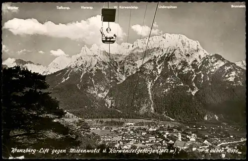 Mittenwald Kranzberg-Lift gegen Mittenwald ü. Karwendelgebirge 1965