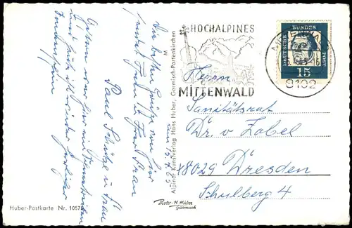 Mittenwald Kranzberg-Lift gegen Mittenwald ü. Karwendelgebirge 1965