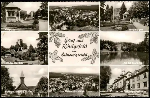 Königsfeld im Schwarzwald Mehrbild-AK mit Ruine Waldau, Sägeweiher uvm. 1965