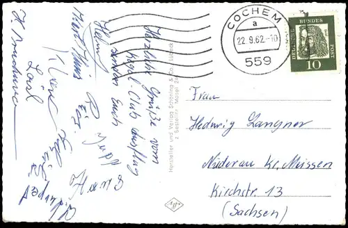 Cochem Kochem Mehrbildkarte mit 9 Ortsansicht, Ort a.d. Mosel 1962