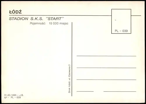 Postcard Lodz / Lodsch Łódź STADION S.K.S. "START" 1980