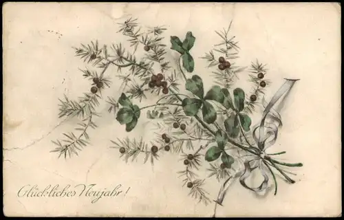 Ansichtskarte  Neujahr New Year Grusskarte 1914   im  Feldpost gelaufen