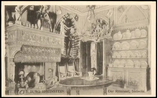 Bingen am Rhein Der Rittersaal, Südseite. Burg / Schloss Rheinstein 1913
