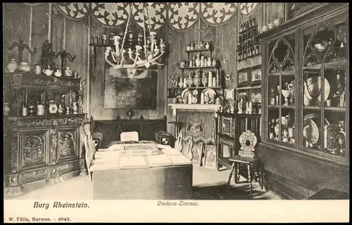 Ansichtskarte Bingen am Rhein Burg Rheinstein. Credenz-Zimmer. 1912