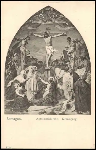 Ansichtskarte Remagen Apollinariskirche, Kreuzigung. - Wandbild 1909