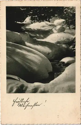Ansichtskarte  Weihnachten  Christmas Gebirgsbach Winter 1934  gel. Ptrah Praha