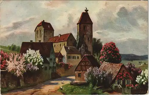 Ansichtskarte  romantische Dorfpartie Stimmungsbild: Ort 1912
