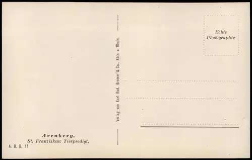 Ansichtskarte Arenberg-Koblenz St. Franziskus Tierpredigt 1920