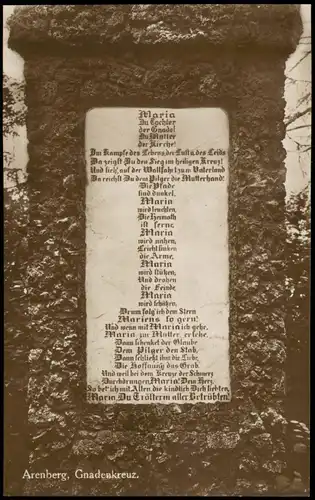 Ansichtskarte Arenberg-Koblenz Gnadenkreuz, Inschriften 1920