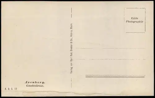 Ansichtskarte Arenberg-Koblenz Gnadenkreuz, Inschriften 1920