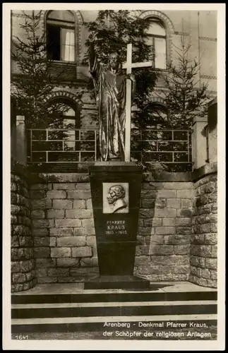 Ansichtskarte Arenberg-Koblenz Arenberg Denkmal Pfarrer Kraus 1930