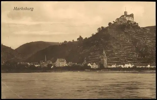 Ansichtskarte Braubach Marksburg vom Rhein aus gesehen 1907