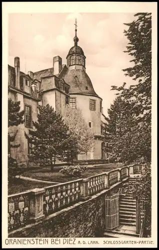 Ansichtskarte Diez (Lahn) ORANIENSTEIN BEI DIEZ SCHLOSSGARTEN-PARTIE 1920