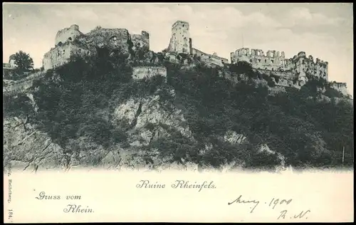 Ansichtskarte Sankt Goar Ruine Rheinfels. 1906